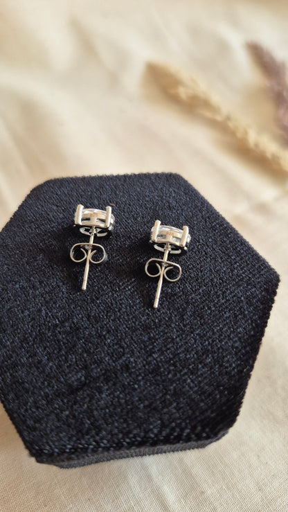 Silver Oval Stud Earrings - Hellebore Studs