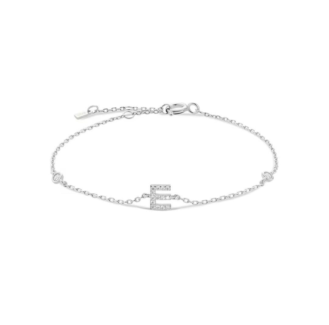 Valley Letter Bracelet – Delicate Sterling Silver Chain with Custom Initial Pendant