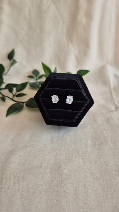 Silver Oval Stud Earrings - Hellebore Studs