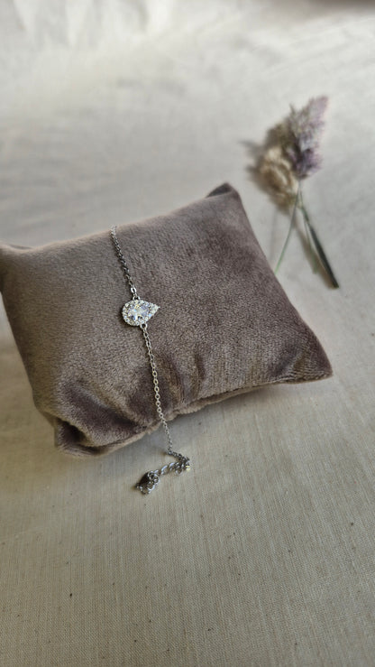 Raindrop Pear Bracelet — Silver CZ Pear Cut