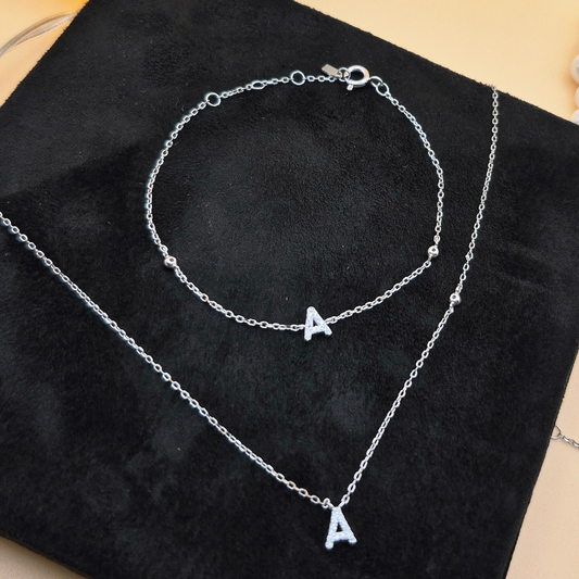 Valley Letter Bracelet – Delicate Sterling Silver Chain with Custom Initial Pendant