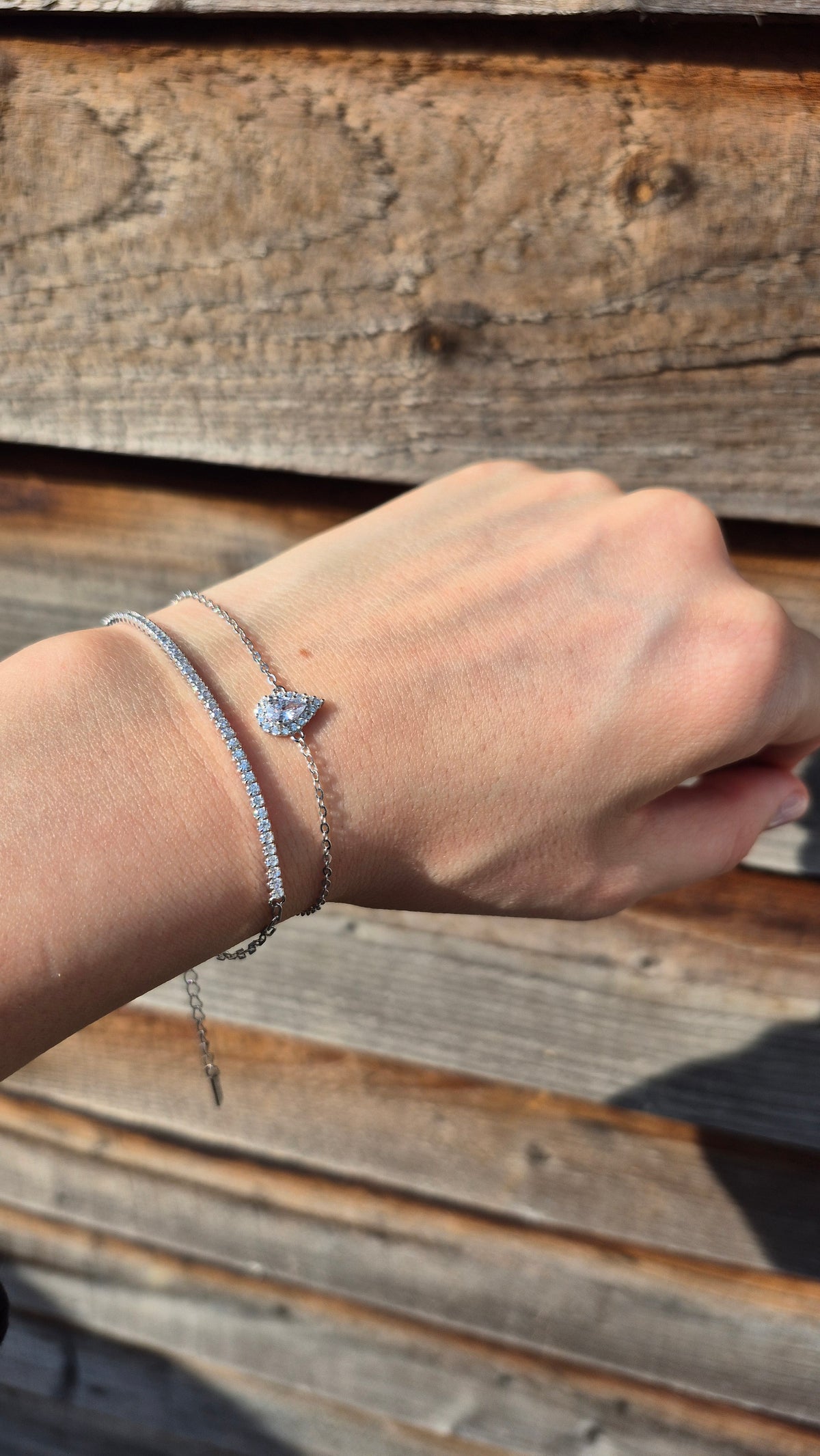 Raindrop Pear Bracelet — Silver CZ Pear Cut