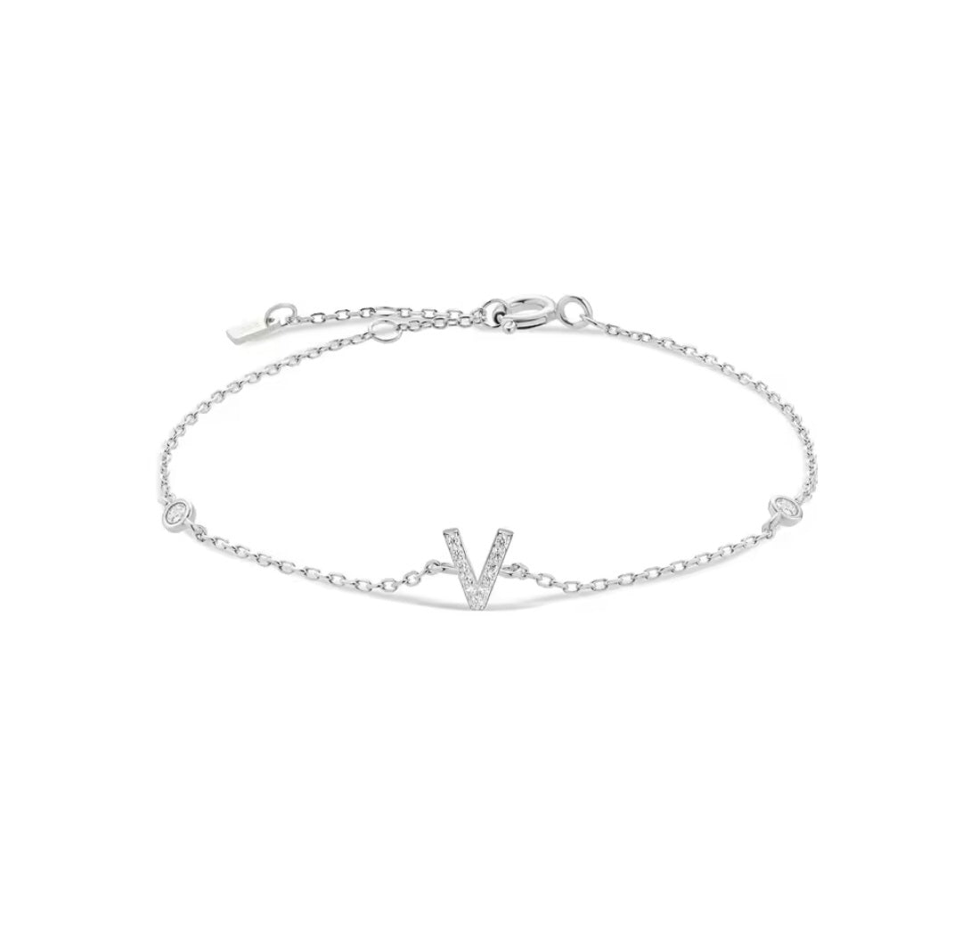 Valley Letter Bracelet – Delicate Sterling Silver Chain with Custom Initial Pendant