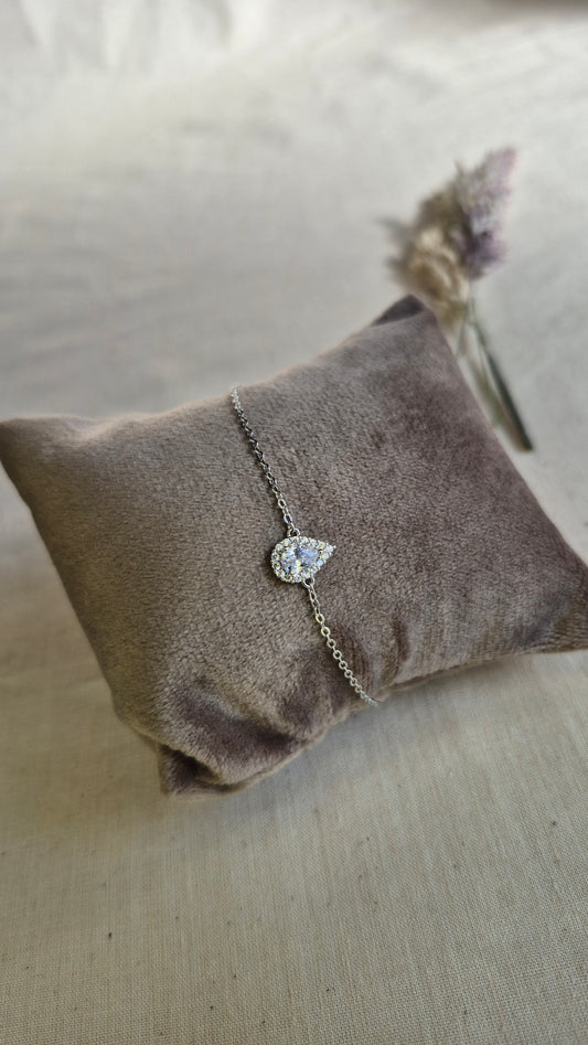 Raindrop Pear Bracelet — Silver CZ Pear Cut